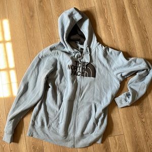 Light Blue North Face zip sweatshirt